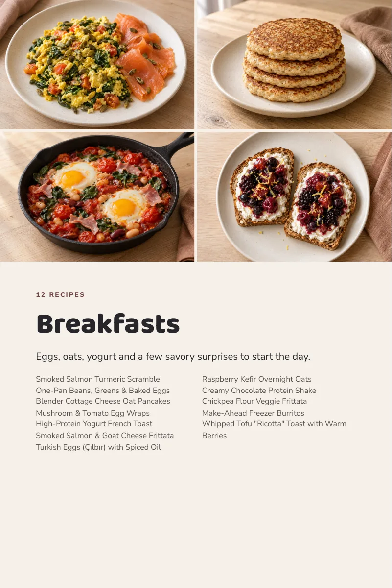 Breakfasts chapter opener with four dishes